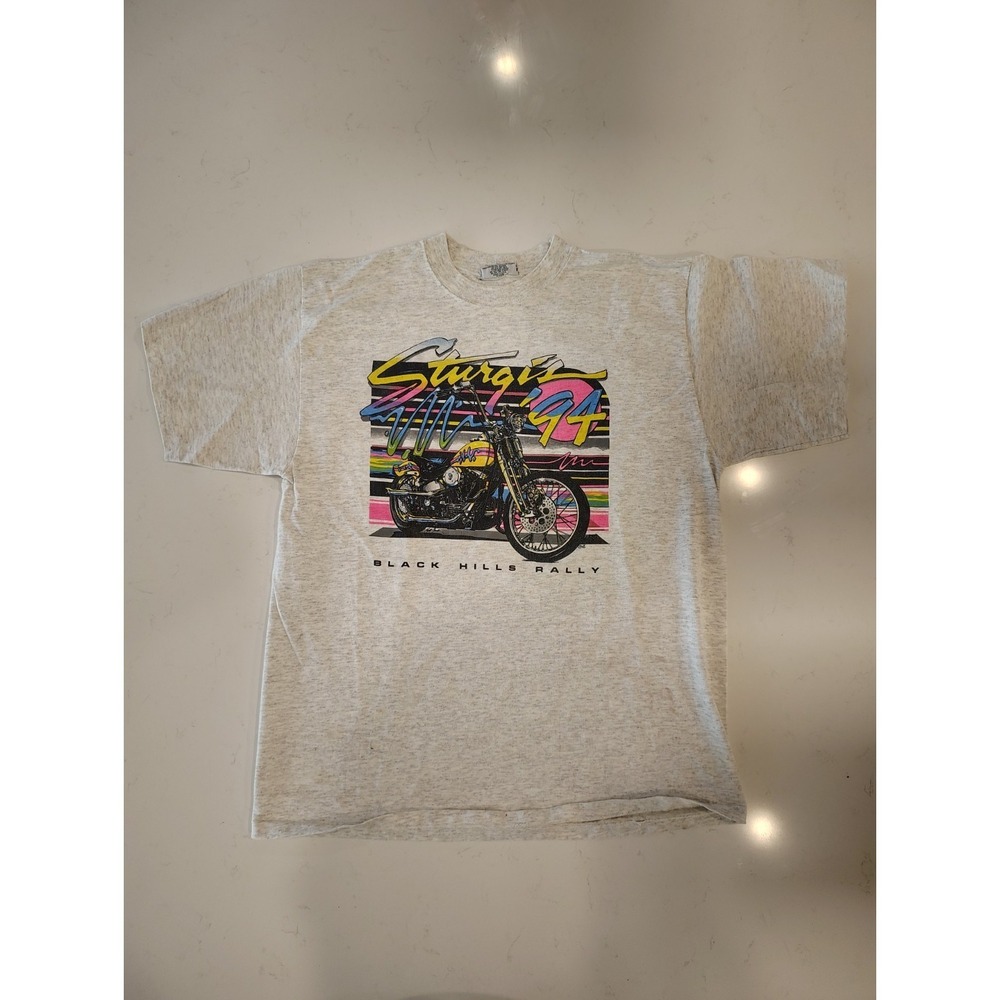 Vintage 1994 Sturgis Black Hills Rally Motorcycle T-Shirt Mens Large Gray 90s